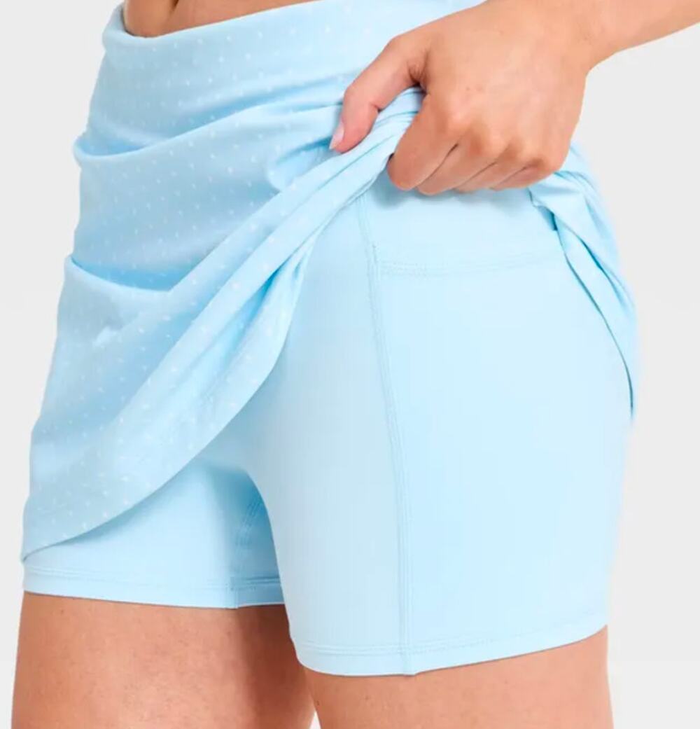 JoyLab Blue & White Polka Dot Skort Small